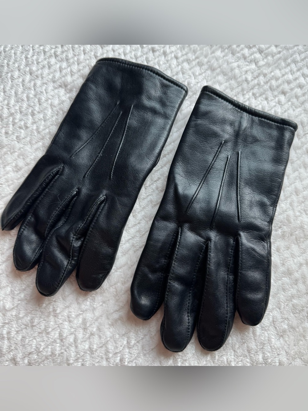 Vintage Fownes Leather Gloves Men’s Size L Black Fleece Lined 9522 Retro Outdoor